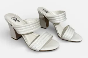 Bleecker & Bond Dorothy Block Heel Sandals White Strappy Slip On Size 6 thumbnail 1