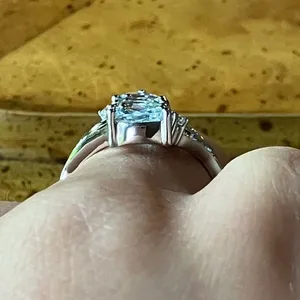 Natural Aquamarine Sterling Silver Ring Size 6 thumbnail 2