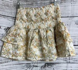 En Saison Skirt Womens Size Small ruched floral eyelet Ruffle Mini Tiered Boho thumbnail 5