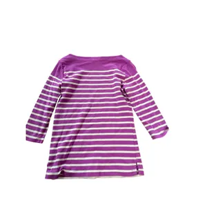 Lauren Ralph Lauren Purple White Striped Boat Neck 3/4‎ Sleeve Top Medium thumbnail 2