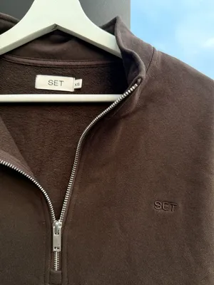 SET Active Heavyweight Sweats Half Zip Sweatshirt Dark Brown XS NWOT thumbnail 4