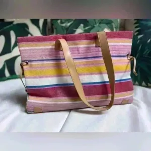 Women’s Multicolor‎ Striped Beach Bag Pink thumbnail 2