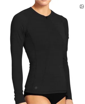 Athleta Pacifica UPF Long Sleeve Rashguard Quarter Zip Black Size M thumbnail 1