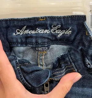 American Eagle Dark Wash Rolled Jean Shorts thumbnail 6