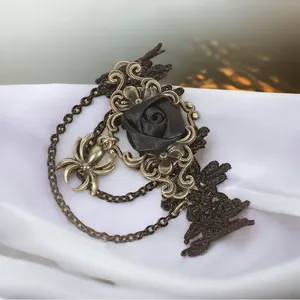 1pc‎ Retro Style Gothic Black Rose Lace Tassel Bracelet Spider Rose Bracelet thumbnail 10