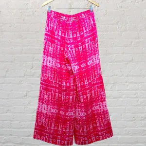 Amanda Uprichard Pink Silk Tie-Dye Wide Leg Pants M Like New thumbnail 4