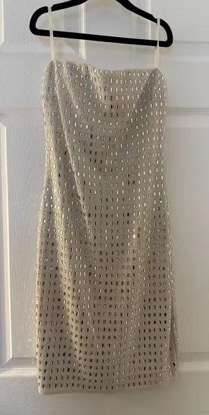 NWT Windsor strapless Champagne Sequin Mini Slip Dress thumbnail 1