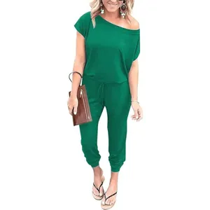 PrettyGarden Kelly Green Loose Off The Shoulder Stretchy Pants Romper M NWT thumbnail 8