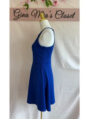 Olivia Rae Women's Royal Blue Sleeveless Fit and Flare Dress, Size Medium thumbnail 4