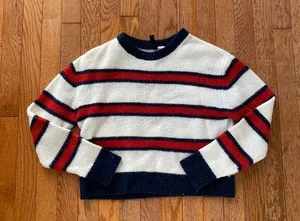 blue white red striped sweater thumbnail 1