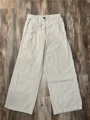 Zara Cream Wide-Leg Corduroy Pants 100% Cotton thumbnail 1