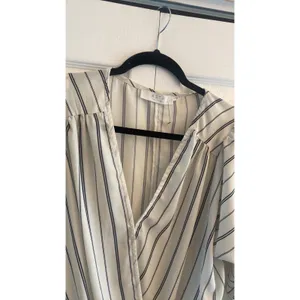 ASTR The Label Striped Surplice‎ Bodysuit Womens Size XL Ivory Black Long Sleeve thumbnail 4