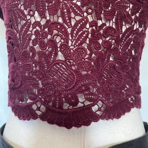 Abercrombie Fitch Y2K Crochet Crop Women Top XS Festival Coquette Boho Burgundy thumbnail 4