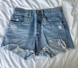501 Original Women’s Blue High-Rise Denim Levi’s Distressed Shorts 26 thumbnail 1