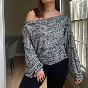 Free People We the Free Off Shoulder Burnout Top Large Gray thumbnail 6