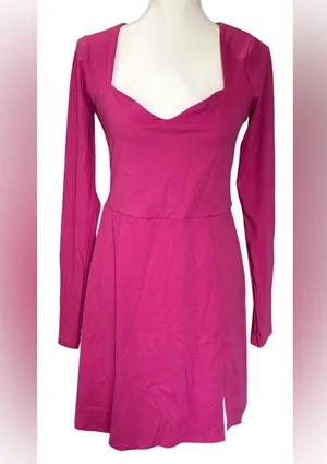 Fit & Comfort Fuchsia Long Sleeve strech Dress thumbnail 3