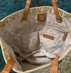 Signature Jacquard North South Tote in Beige / Camel / Brown thumbnail 2