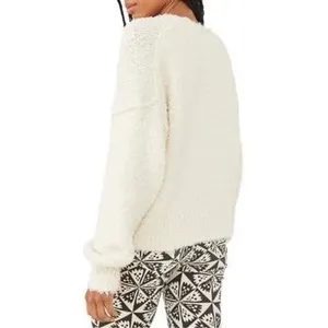 We The Free Free People Theo V Neck Sweater Cream Textured Knit XL OB1368374 thumbnail 3