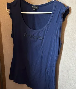 FINAL MARKDOWN Bebe Deep Blue Tank Top with Embellished Logo large thumbnail 1