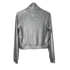Koral Silver‎ Metallic Funnel Neck Crop Top Womens Small Athleisure Pullover thumbnail 3