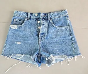 New Zara High Waist Distressed Hem Shorts thumbnail 1
