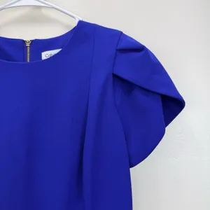 Calvin Klein Royal Blue Tulip Sleeve Stretch Crepe Sheath Dress Size 4 thumbnail 7