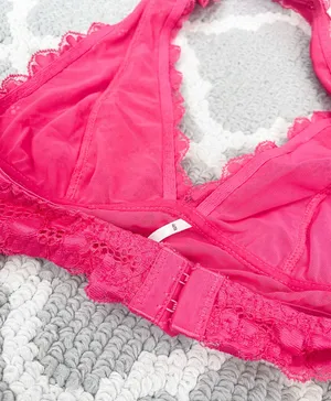 Free People Hot Pink Lace Halter Bralette thumbnail 5
