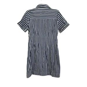 Emily Daniel Pleated Short Dress blue white stripe size Medium thumbnail 3