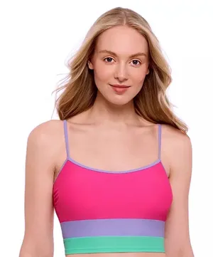 Salt + Cove Colorblock Bikini Top Pink Lavender Teal Size L Beachwear‎ NEW thumbnail 1