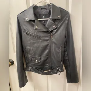 7 For All Mankind Black Faux Leather Jacket thumbnail 6