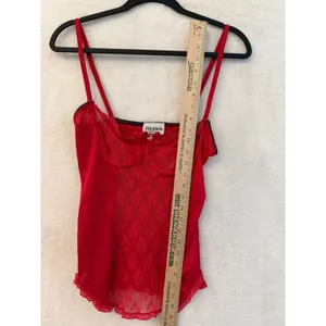 Bliss New York Red Lace Camisole Top Underwire Sweetheart Neckline Vintage Style thumbnail 3