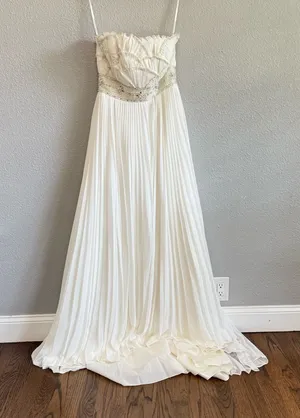 Jasmine Couture Strapless‎ Wedding Dress Pleated Skirt Size 8 Sequins Beaded thumbnail 1