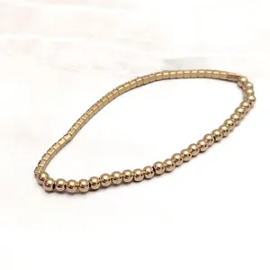 Dainty Gold Tone with Brown Gems Stretch Bracelet thumbnail 4