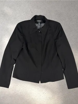 Worthington Works Zip Up Blazer Women’s 12 Black Biker Grunge Chic Nana Workwear thumbnail 3