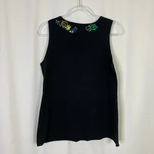 BCBGMaxAzria Black Sequin Swirl Embroidered Tank Top Scoop Neck Womens XL thumbnail 6