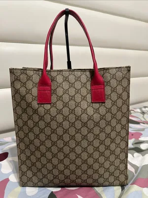 Gucci PVC GG Supreme Tote with Pink Leather Handles thumbnail 2