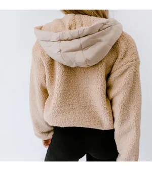Lightweight Cropped Sherpa Jacket Size L thumbnail 2