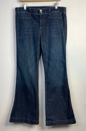 American Eagle Vintage Y2K Mid Rise Wide Leg Flare Trouser Jeans Dark Wash 14 thumbnail 1