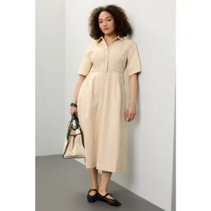 ROSETTA GETTY COLLECTIVE Off White Beige Twill 100% Cotton Bone Dress Size 10 thumbnail 3
