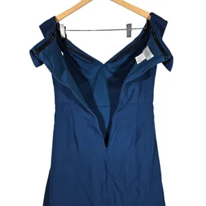 After‎ Six 6872 Off Shoulder Maxi Dress Atlantic Blue Size 4R Bridesmaid Gown thumbnail 6