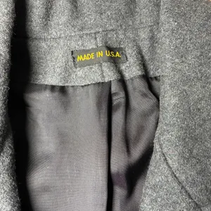 Vintage Wool Double Breasted Overcoat Longline Notched Lapel Grey Sz 16 Classic thumbnail 6