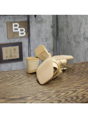 NEW A New Day Womens Kathleen Raffia Buckle Block Heels 92611276 Light Brown 7M thumbnail 9