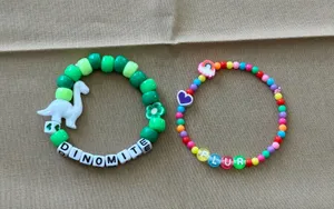 Handmade NEW Lot Of 2 Kandi Bracelets EDM Rave Festival Dinosaur PLUR Colorful Fun thumbnail 6