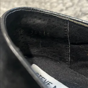 Steve Madden “Heart” Vintage Black Suede Horsebit Loafers Size 8 1/2 B 36518 thumbnail 5