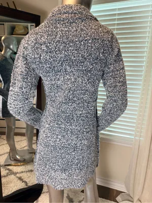 Free People Milena Sweater Dress Medium NWT Lace Up Mini Marled Gray Blue Cozy thumbnail 5