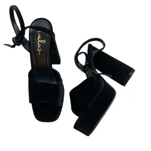 Lulus Gorgyy Black Velvet Open Toe Platform Sandals thumbnail 1