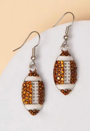 Game Day Crystal Pavé Dangle Earrings-Football thumbnail 1