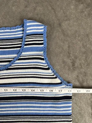 VTG St. John's Bay Top Women's L Blue Striped Sleeveless Fairy Indie Grunge Y2K thumbnail 6