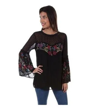 SCULLY BLACK SWISS DOT TUNIC W/BELL SLEEVES size M thumbnail 1
