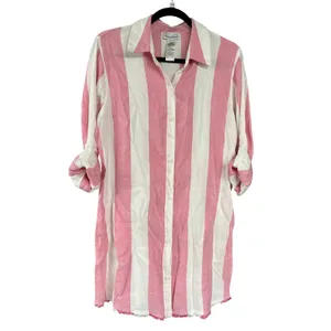 Tommy Bahama Rugby Beach Stripe Boyfriend Shirt Swim Coverup Coral Coast Small thumbnail 2